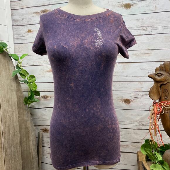 RTB Real Tough Babe Acid Wash Graphic Biker Babe Tee Shirt Woman's Size L #077 - Picture 2 of 11